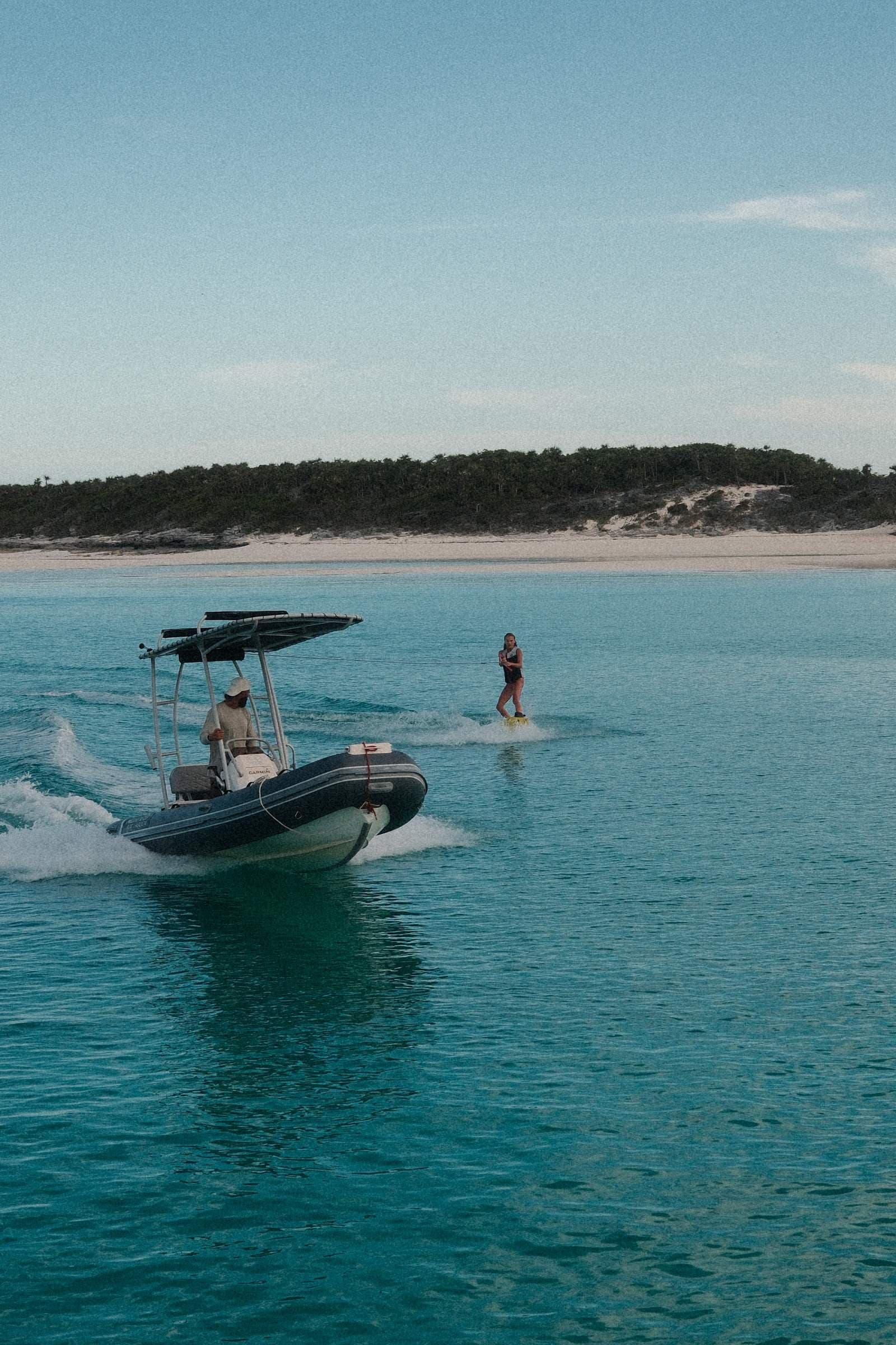 Wakeboarding behind RIB tender