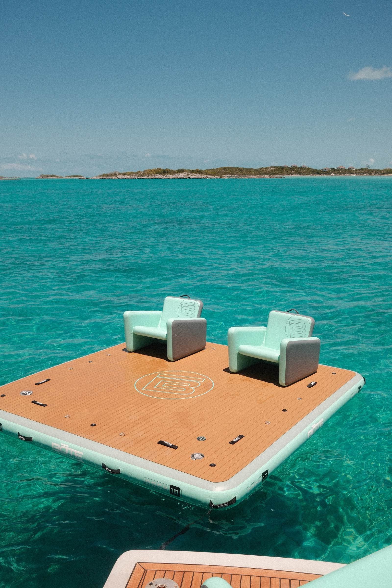 BOTE floating platform in crystal water